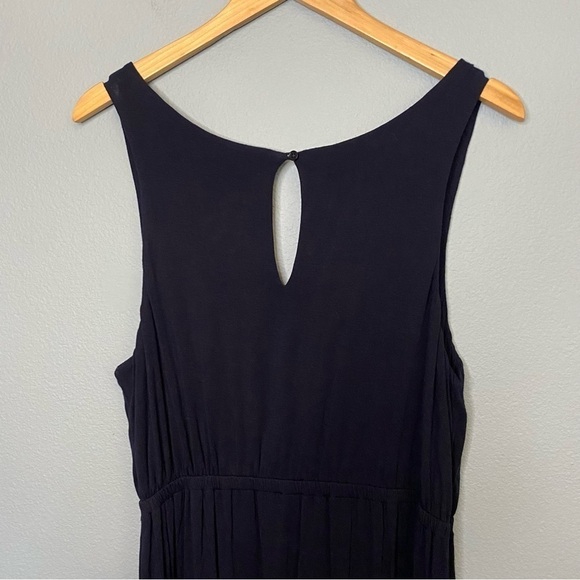 J Crew Navy Blue Jersey Knit Maxi Dress Keyhole Cutout Women's Size L - Picture 5 of 10